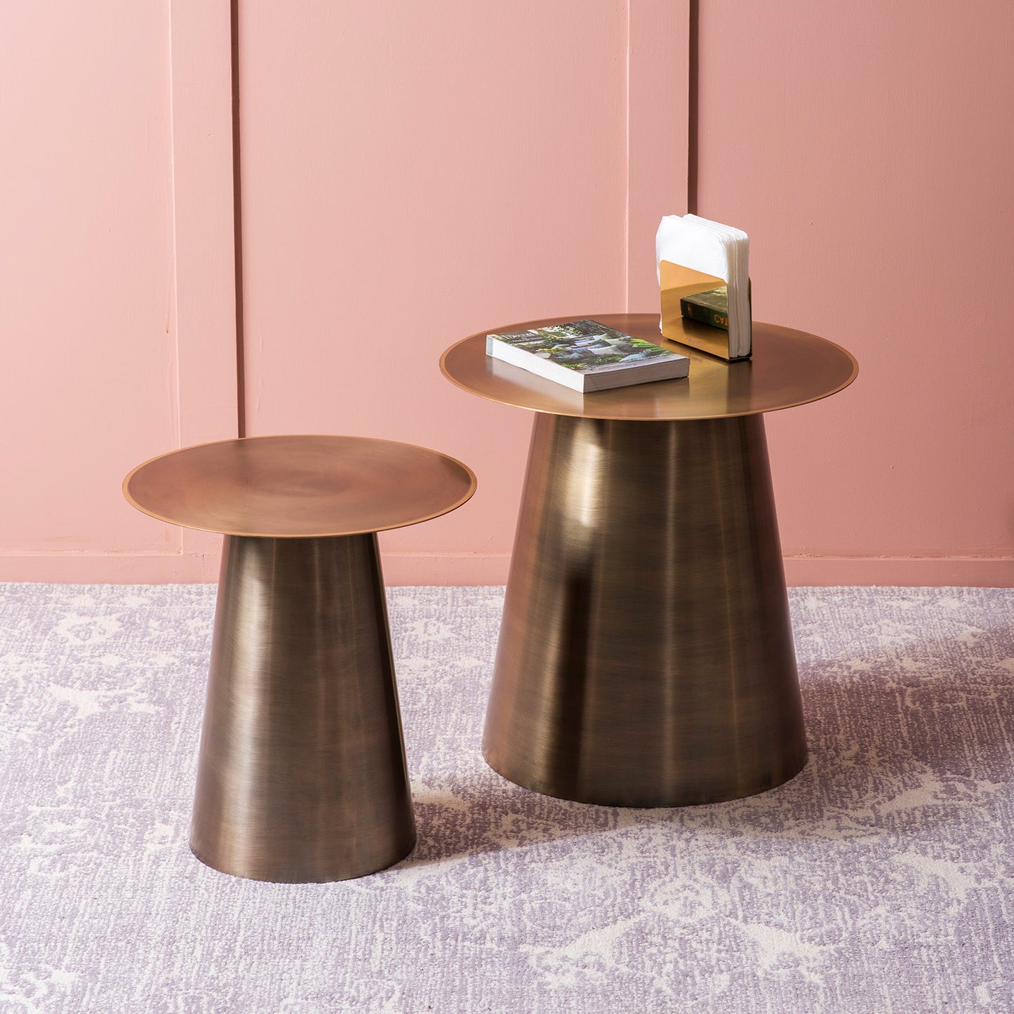 Gilded Grandeur: Geometric Gold Accent Table Set