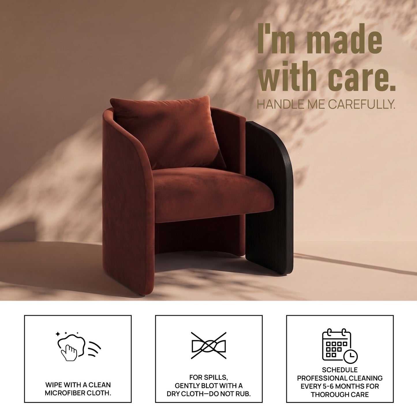 Arevella Sculpted Rust Red Velvet Lounge Chair