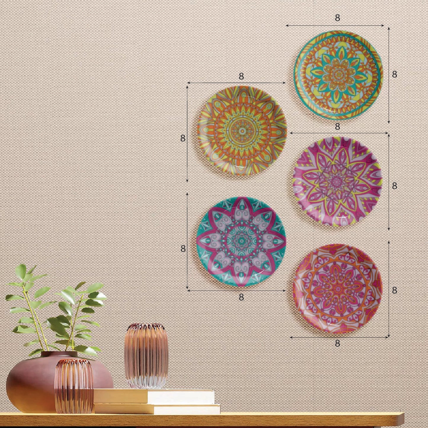 Zen Sanctuary Mandala Wall Plates Set of 5