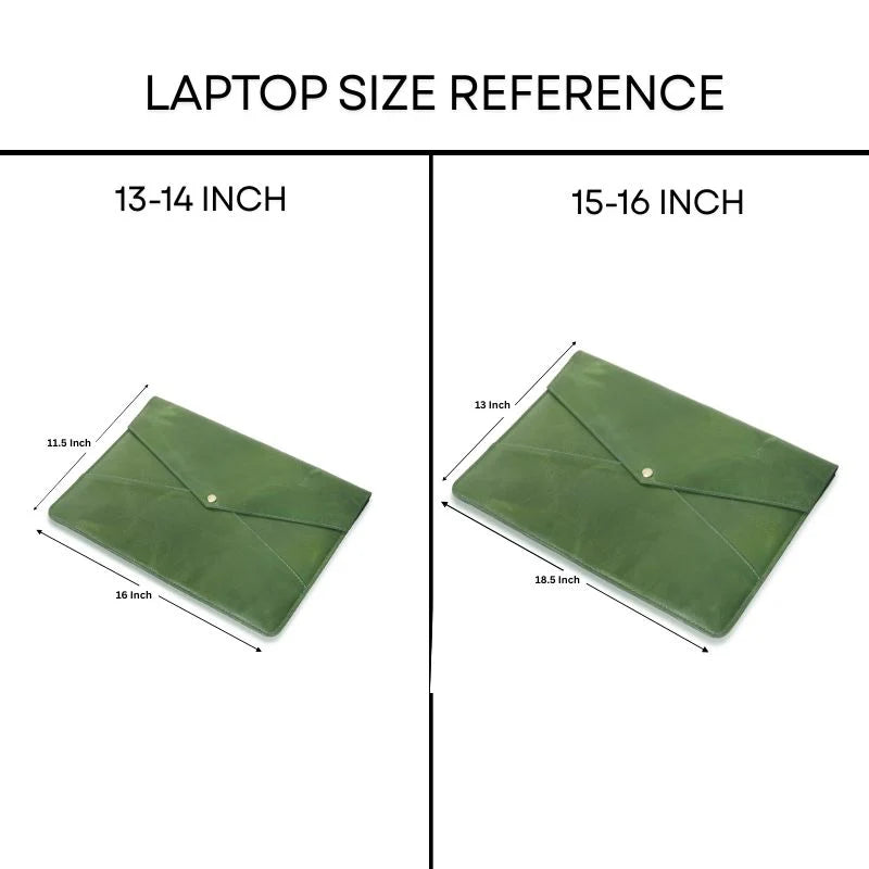 Green Leather Laptop Sleeve
