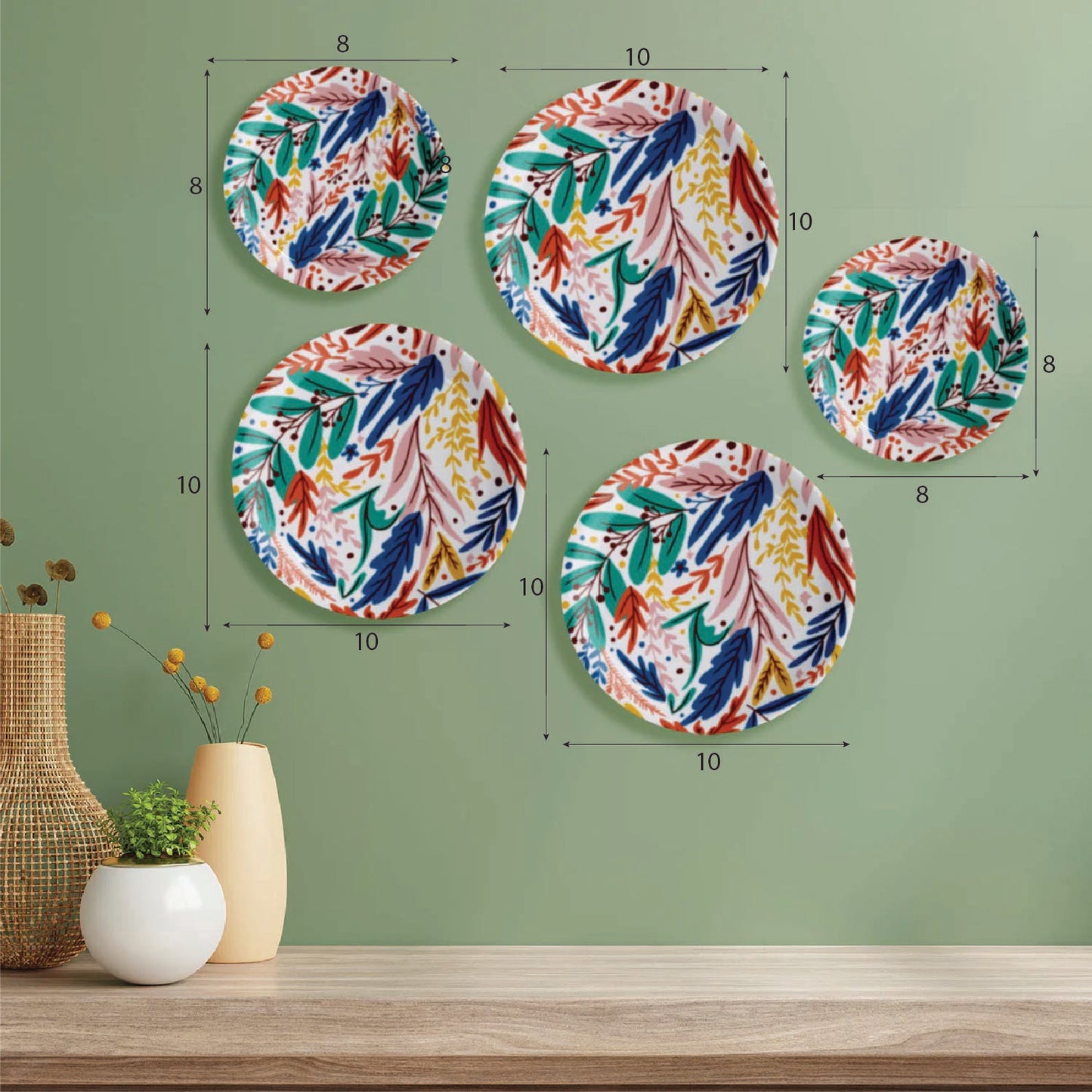 Playful Petals Wall Plates Set of 5