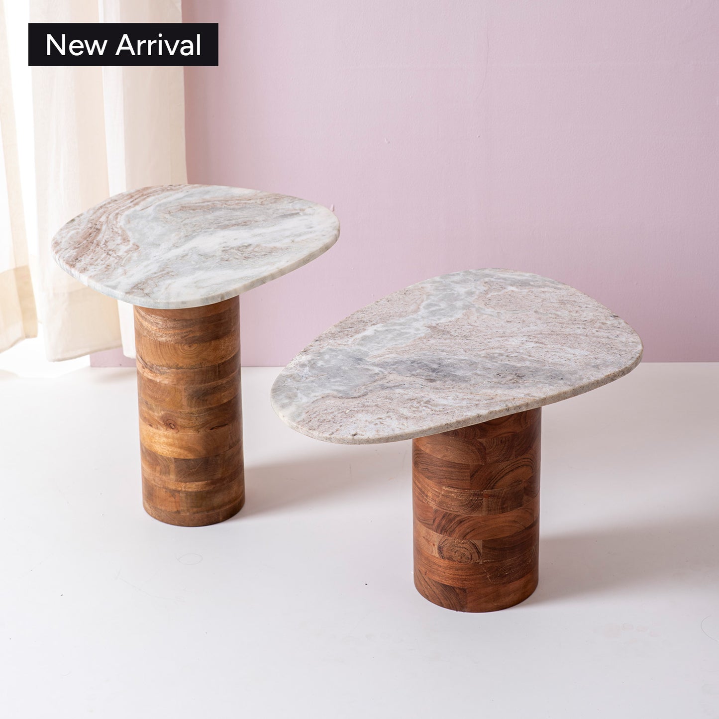 Natural Marble Side Table Set of 2