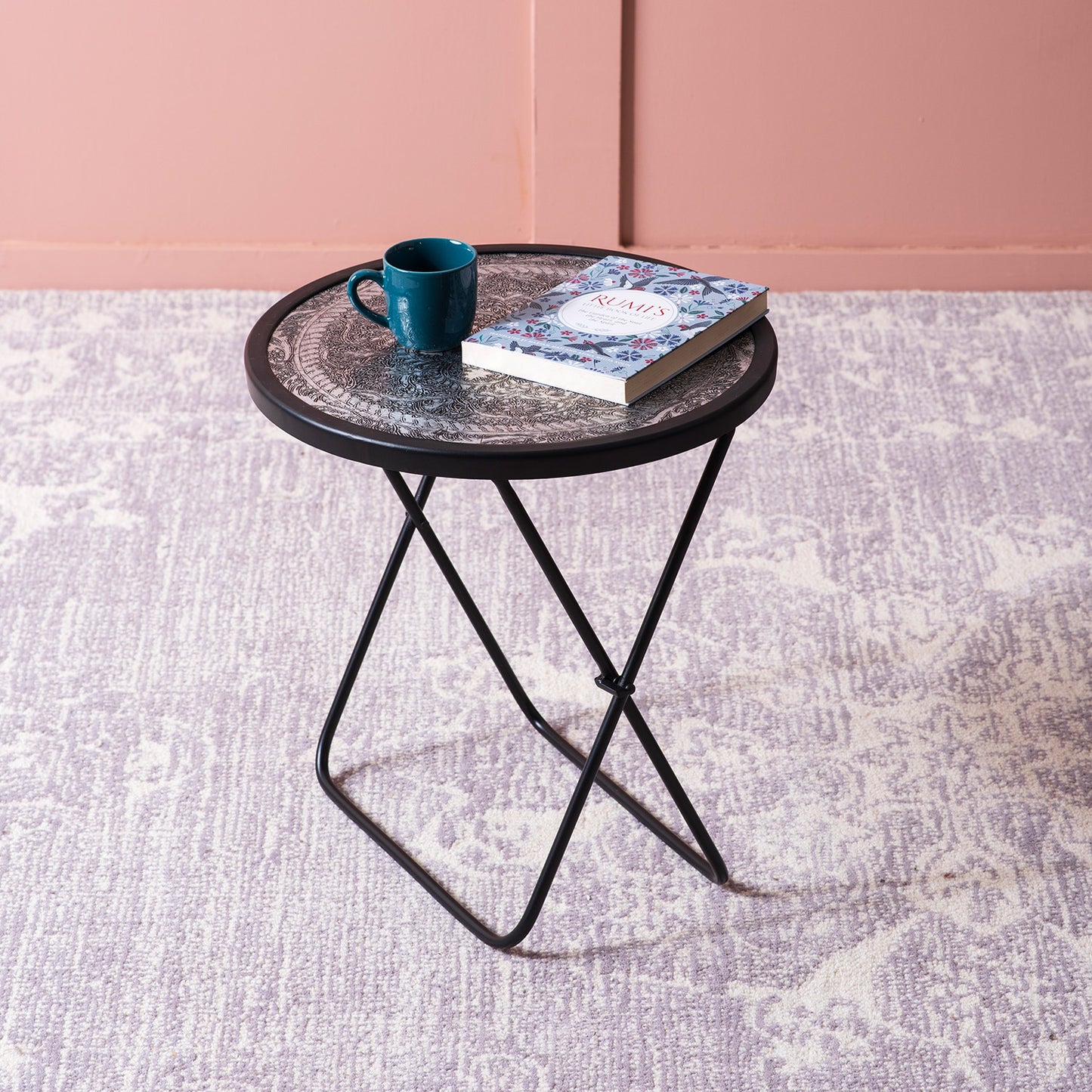 Silver Spectrum: Polished Foldable Side Table