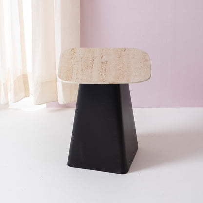 Ceramic Vista: Contemporary Metal Base Side Table