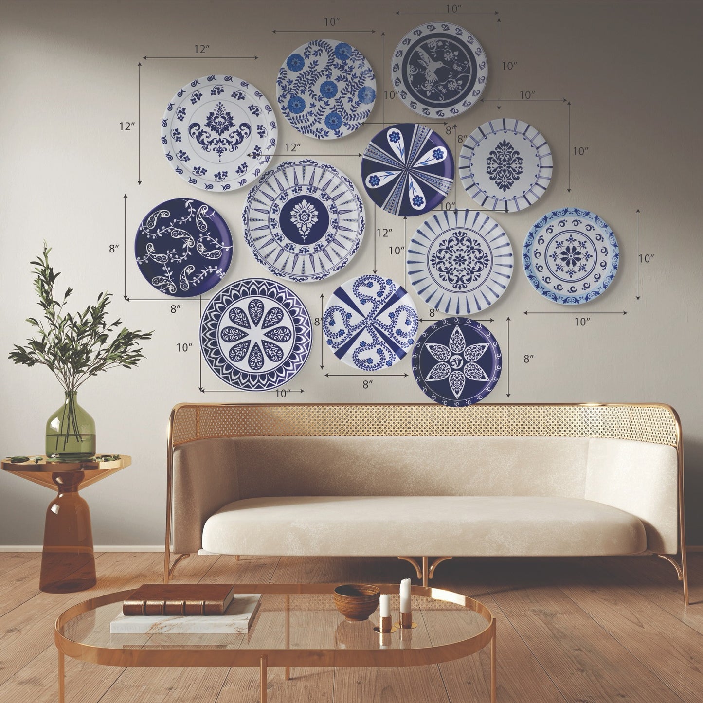Elegant Blue Pottery cluster for Every Space Wall Plates Set of 12