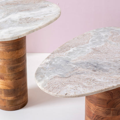Natural Marble Side Table Set of 2