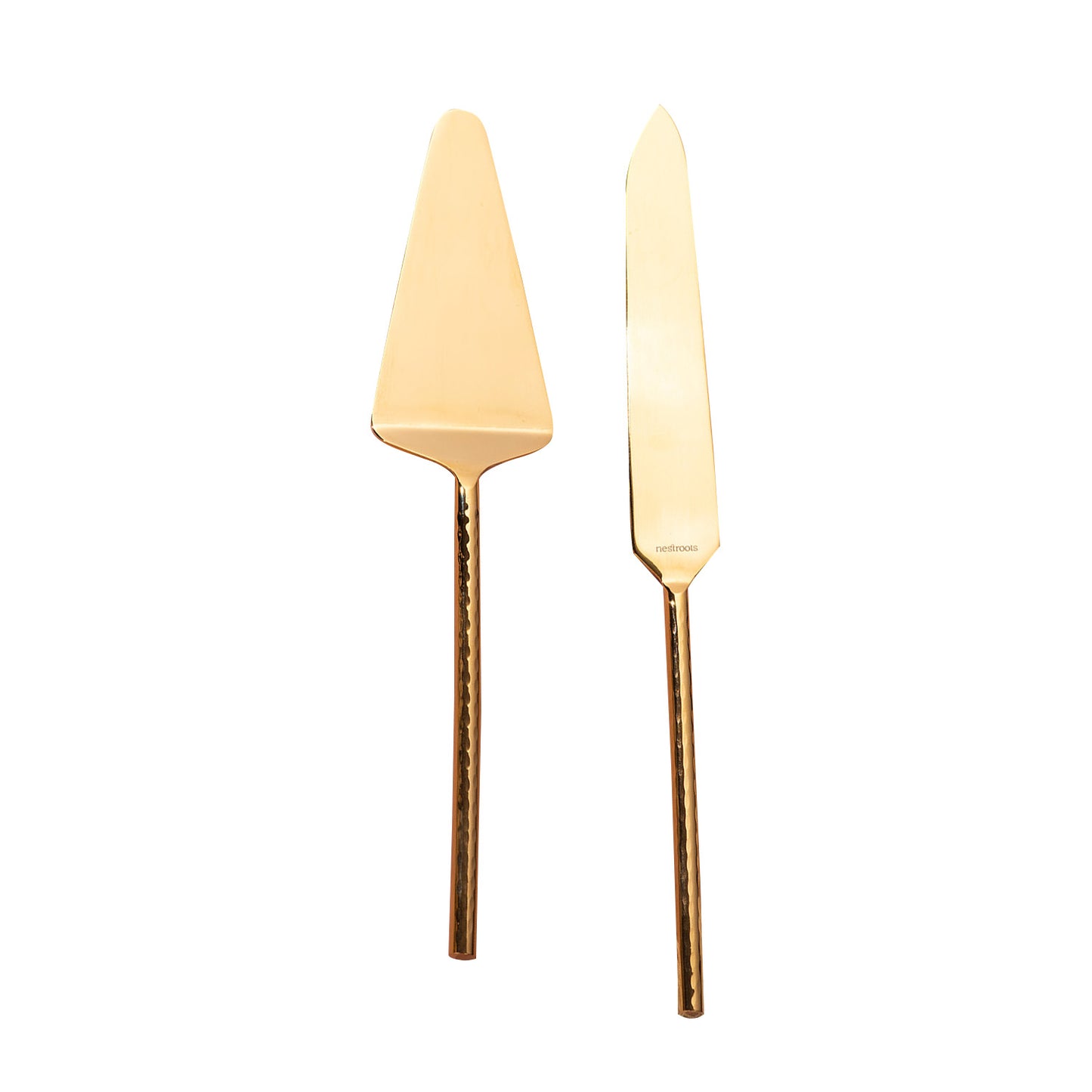 Round Elegance: Set of 2 Cake Servers with Hammered Handles