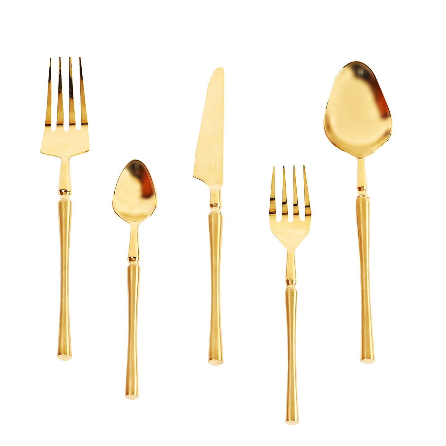 Graceful Contours: Set of 5 Cutlery with Curvy Handles