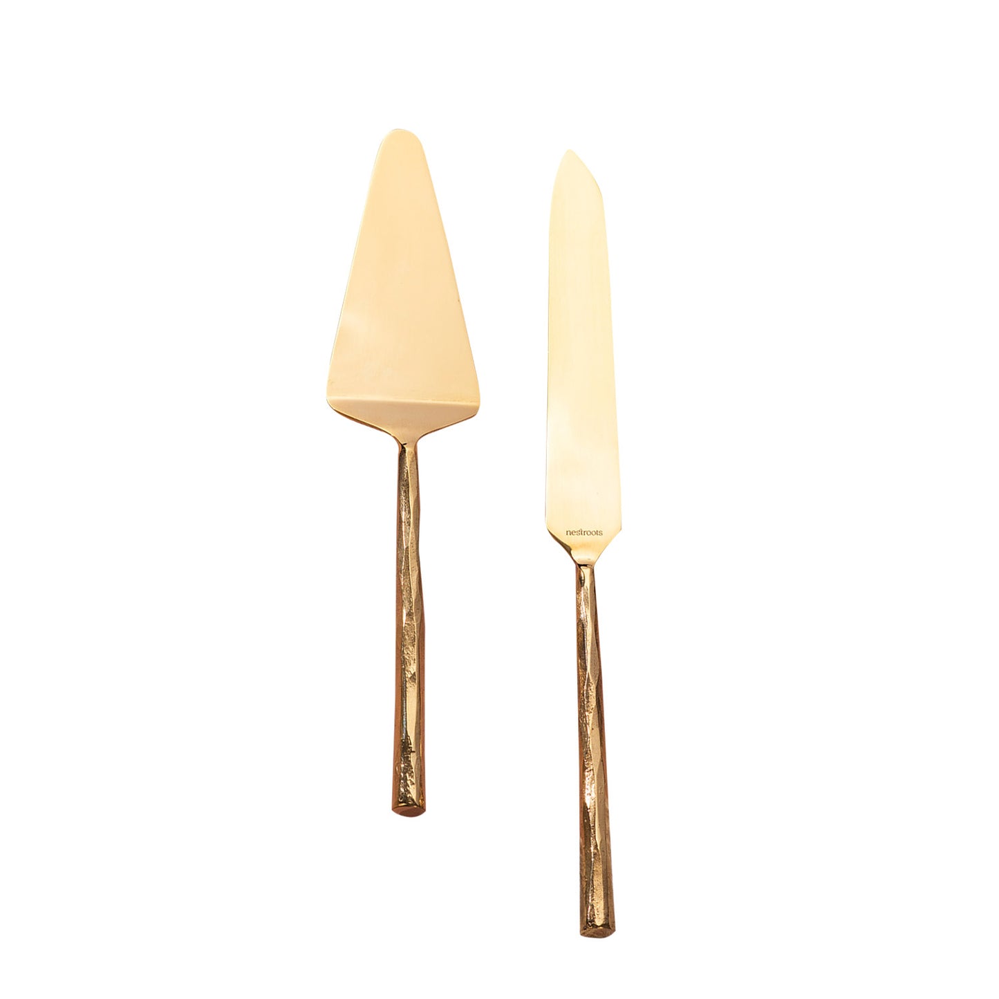 Artisan Elegance: Set of 2 Cake Servers with Hammered Handles