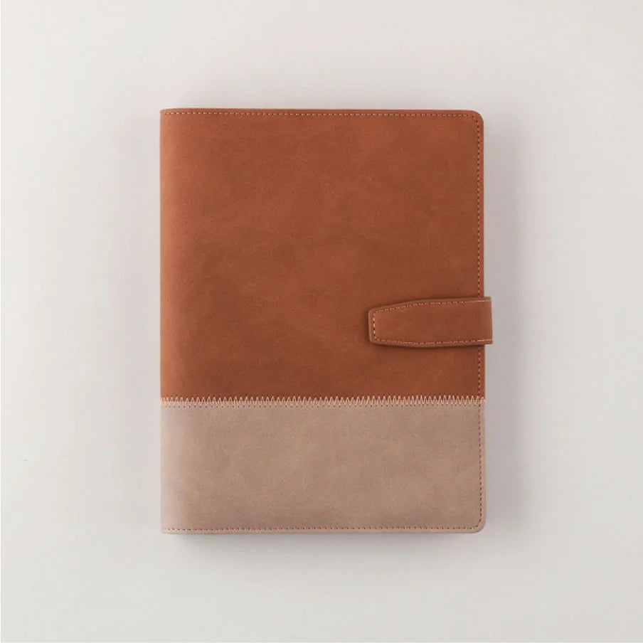 Dual-Tone Leatherite Cover Notebook with Strap Closure