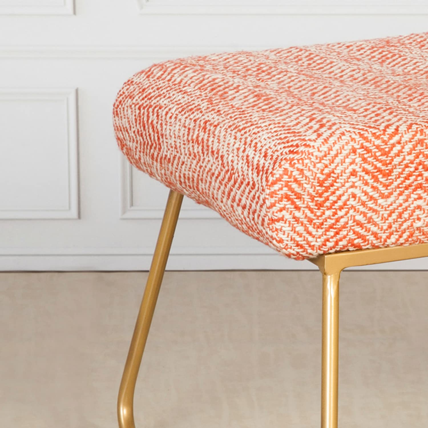 Copy of Bohemian Jacquard Metallic Stool in Orange Slub Set of 2