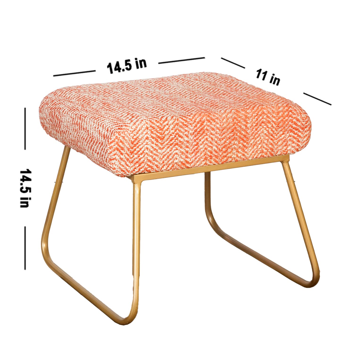 Copy of Bohemian Jacquard Metallic Stool in Orange Slub Set of 2