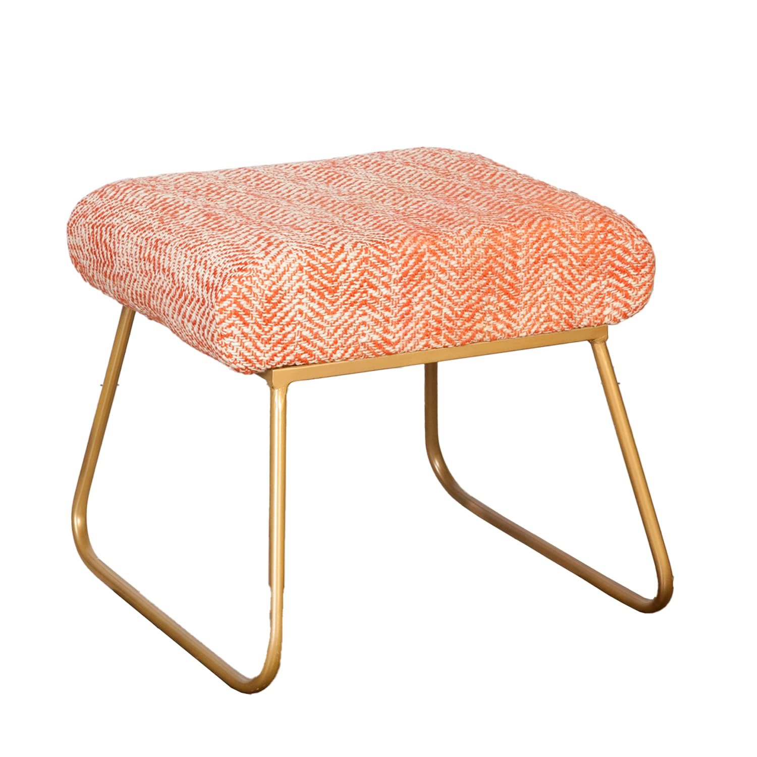 Copy of Bohemian Jacquard Metallic Stool in Orange Slub Set of 2