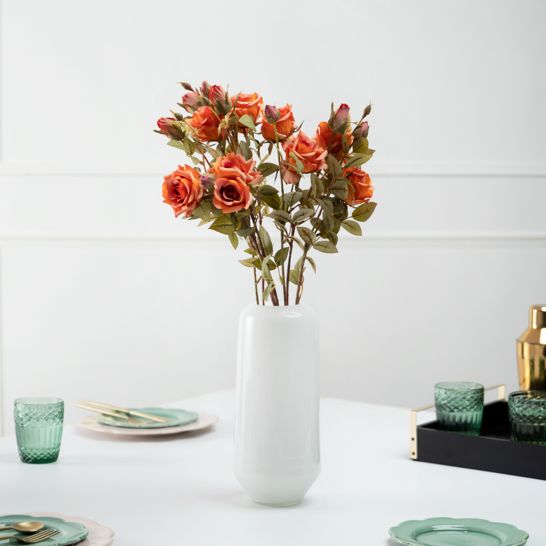 Artificial Flower Rose - Orange Bunch