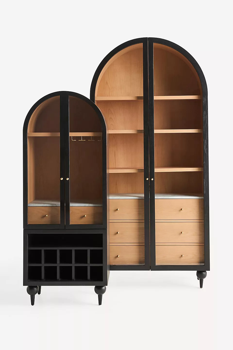 Fern Marble-Top 94" Three-Drawer Storage Cabinet Black
