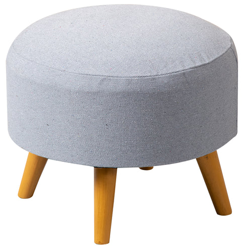 Melange Fabric Wooden Ottoman in Grey Color Set of 2