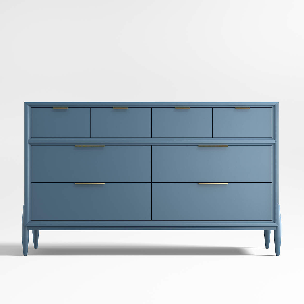 Bodie 54" Blue Wood Wide 8-Drawer Kids Dresser