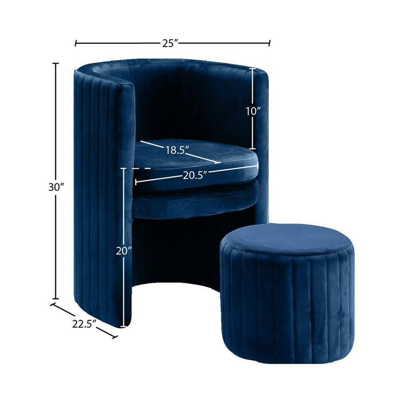 Buy Best Price Contemporary Luxe Lounge Chair With Ottoman Footrest Blue India shop