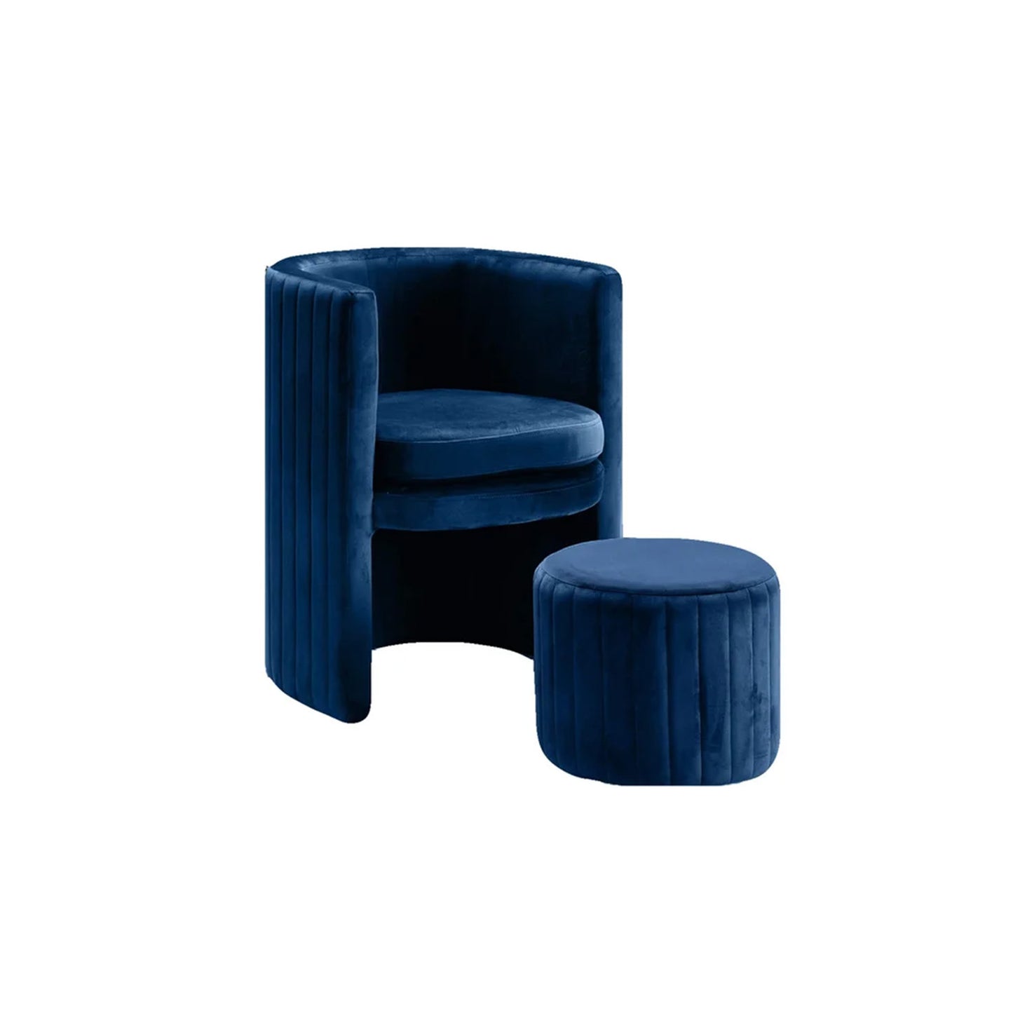 Buy Contemporary Luxe Lounge Chair With Ottoman Footrest Blue Online Best Price