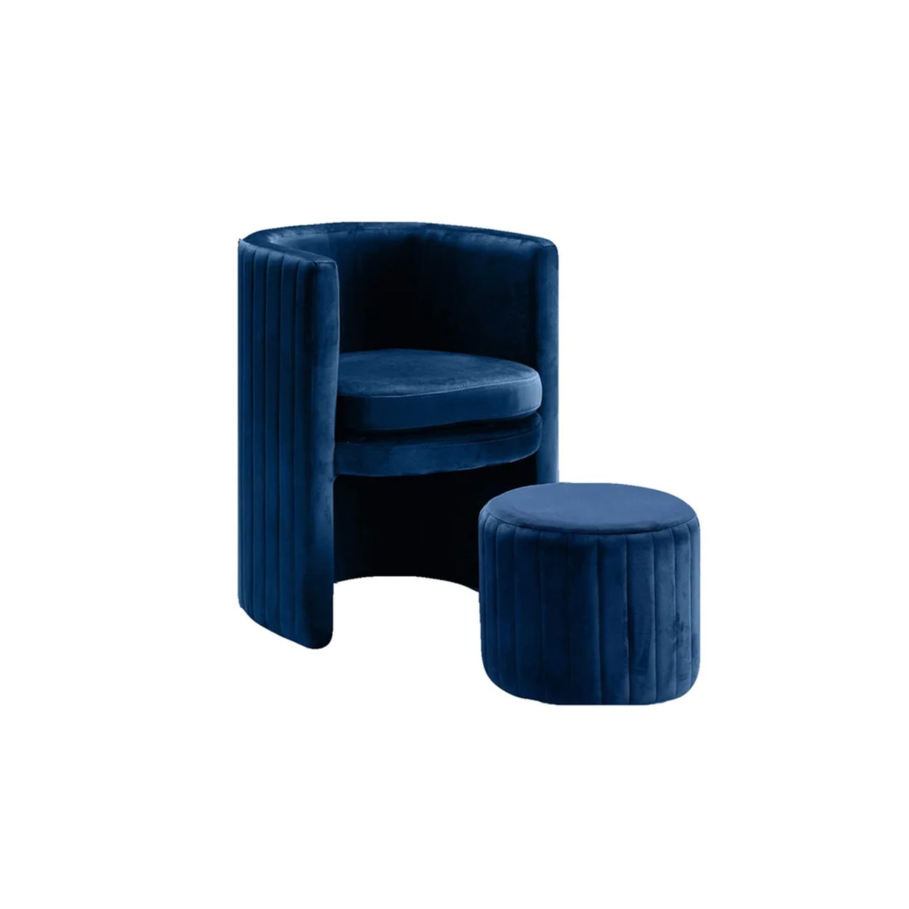 Buy Contemporary Luxe Lounge Chair With Ottoman Footrest Blue Online Best Price