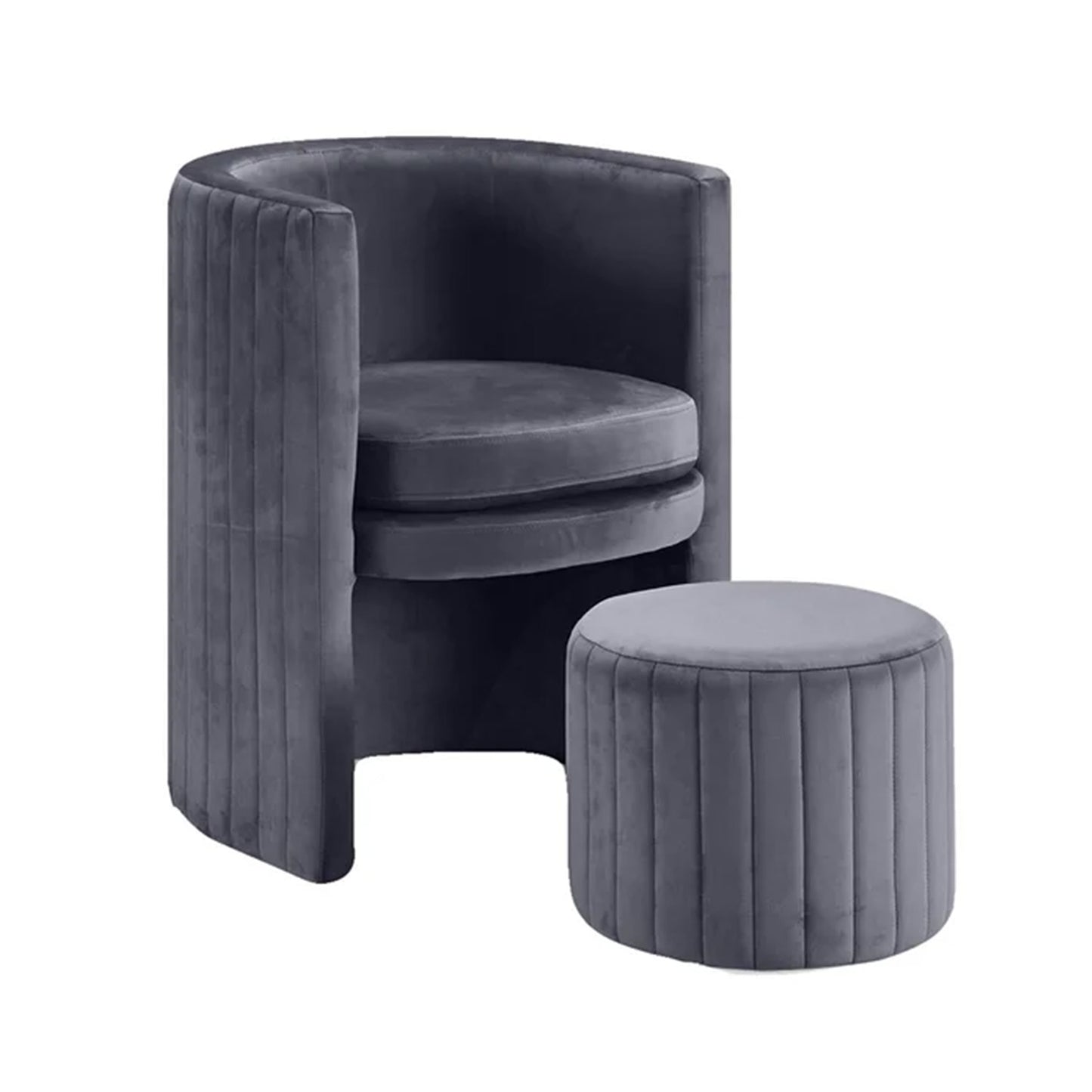 Buy Contemporary Luxe Lounge Chair With Ottoman Footrest Grey Online Store