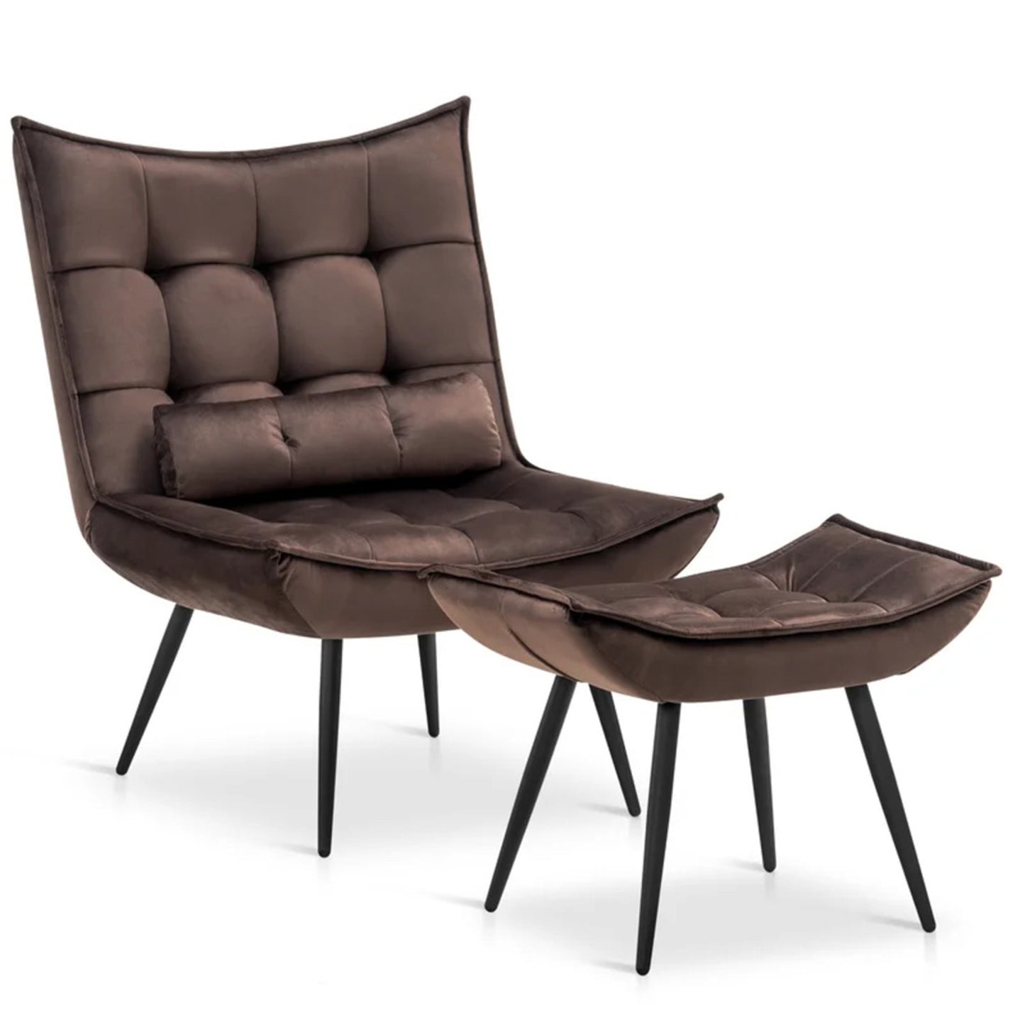 Buy Luxurious Velvet Chair With Ottoman Footrest Brown India Store Shop Now