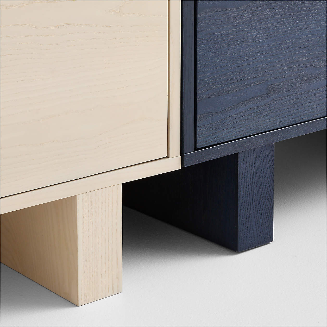 Converse Vent Whitewashed Ash and Dyed Navy Blue Wood Kids Bookcase Set with Drawer