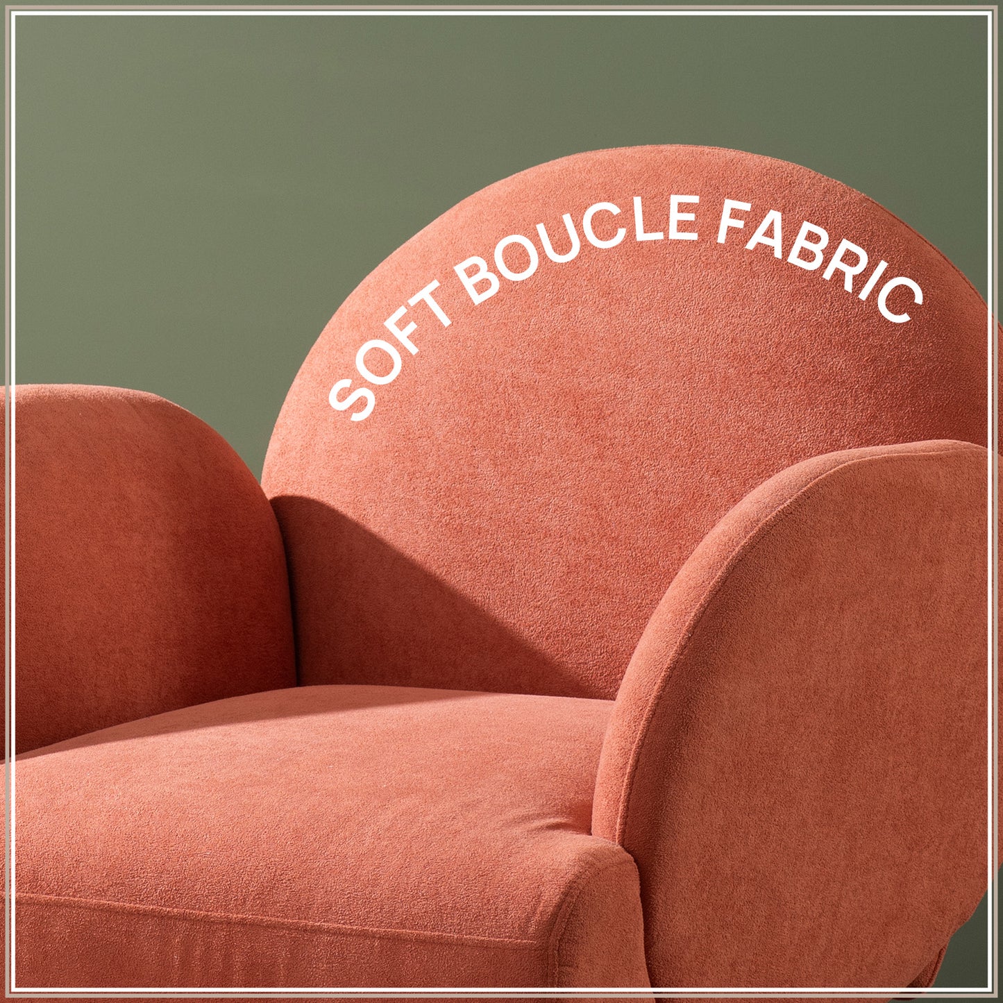 Sunshine Daydream Boucle Lounge Armchair in Orange Color | Nestroots