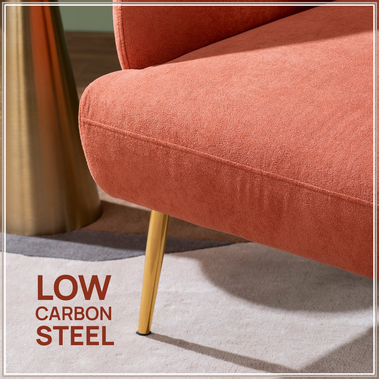 Sunshine Daydream Boucle Lounge Armchair in Orange Color | Nestroots