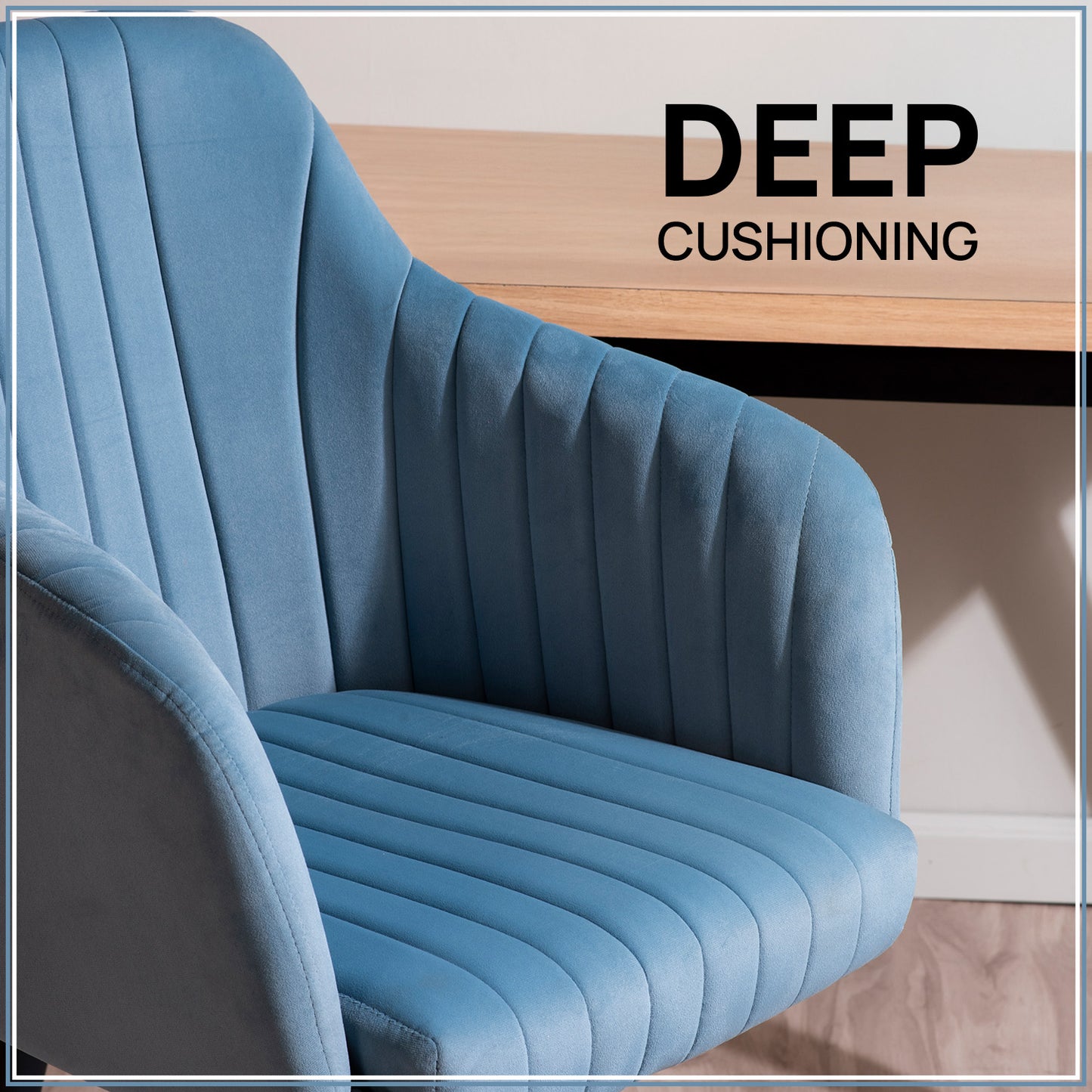 Luxurious Velvet Adjustable Office Chair With Sleek Armrest Light Blue Color | Nestroots