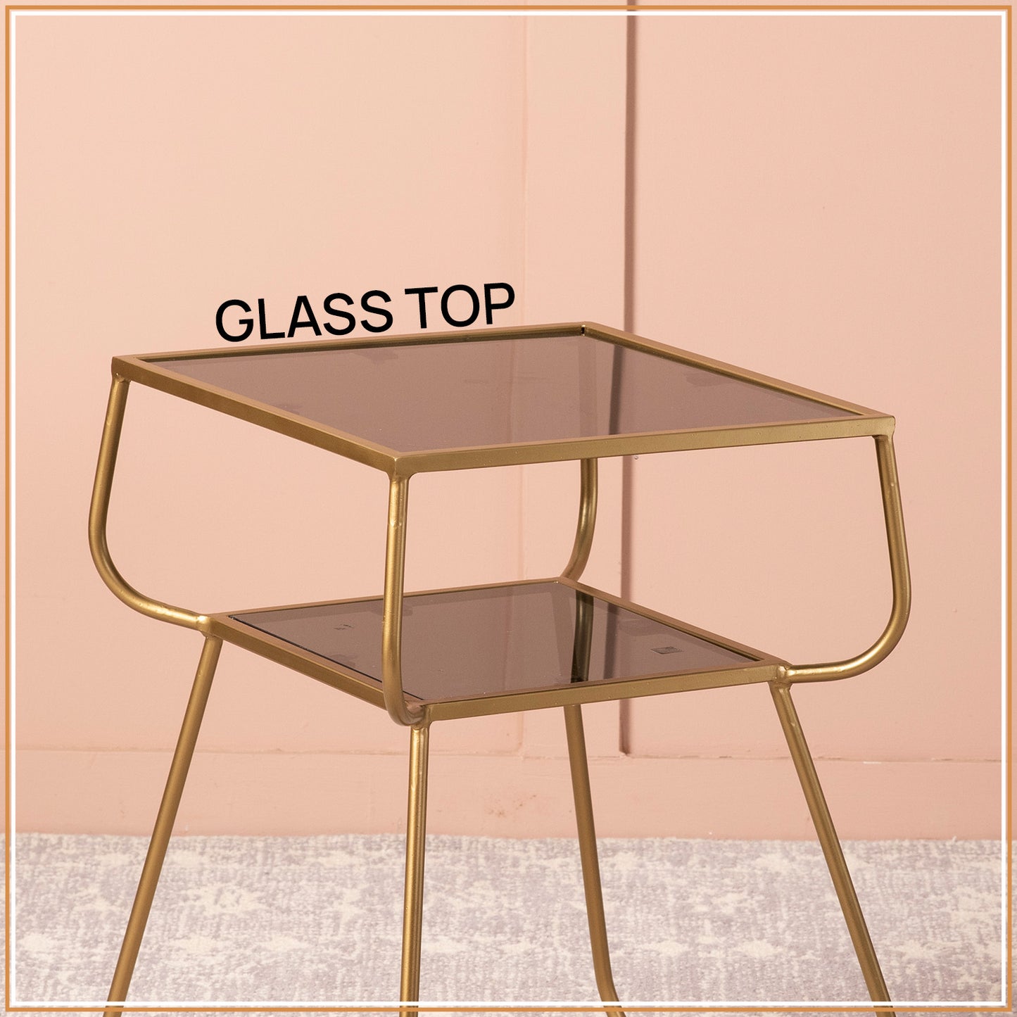 Contemporary Metallic tiered End Table in Gold Color