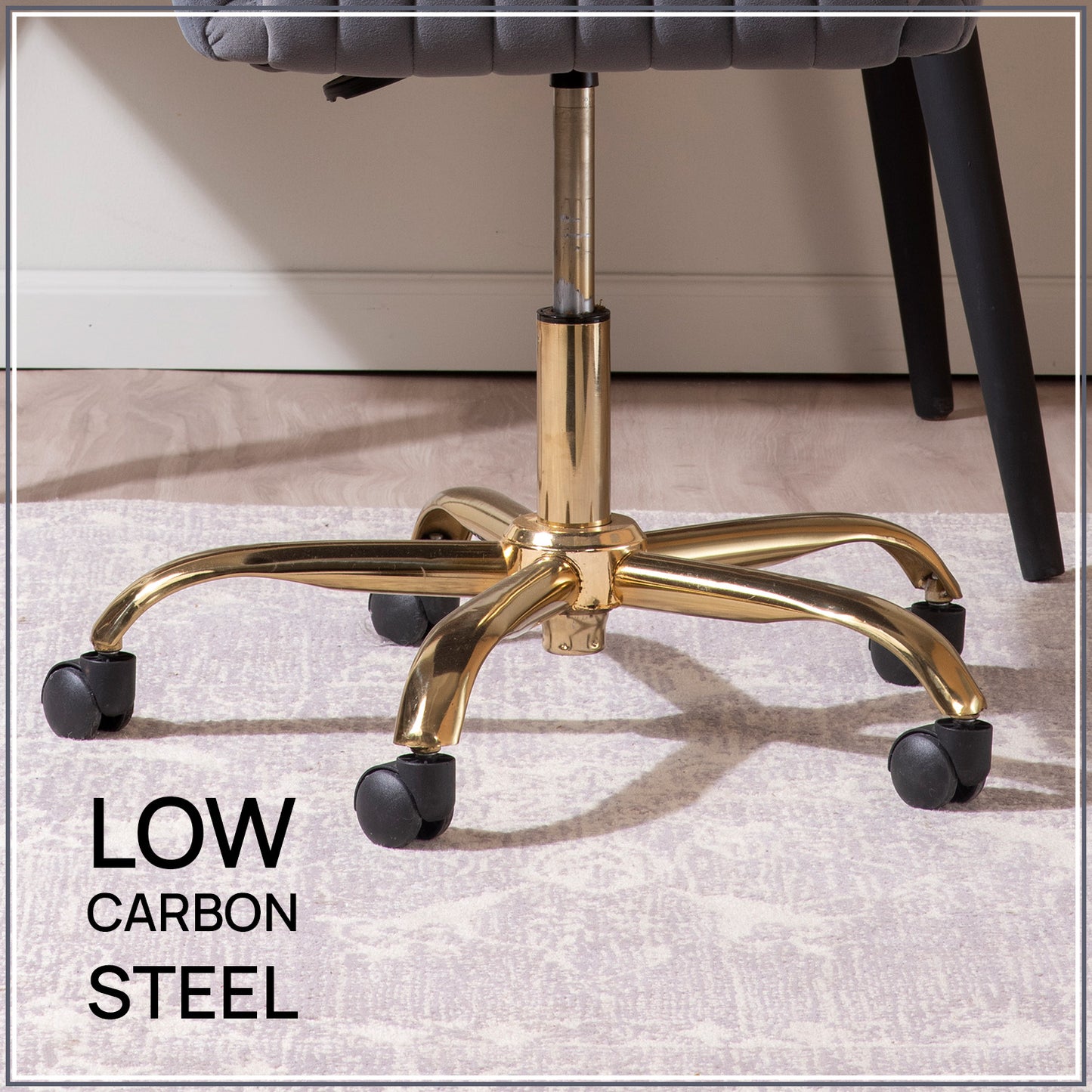 Luxurious Velvet Adjustable Office Chair With Sleek Armrest in Light Grey Color | Nestroots