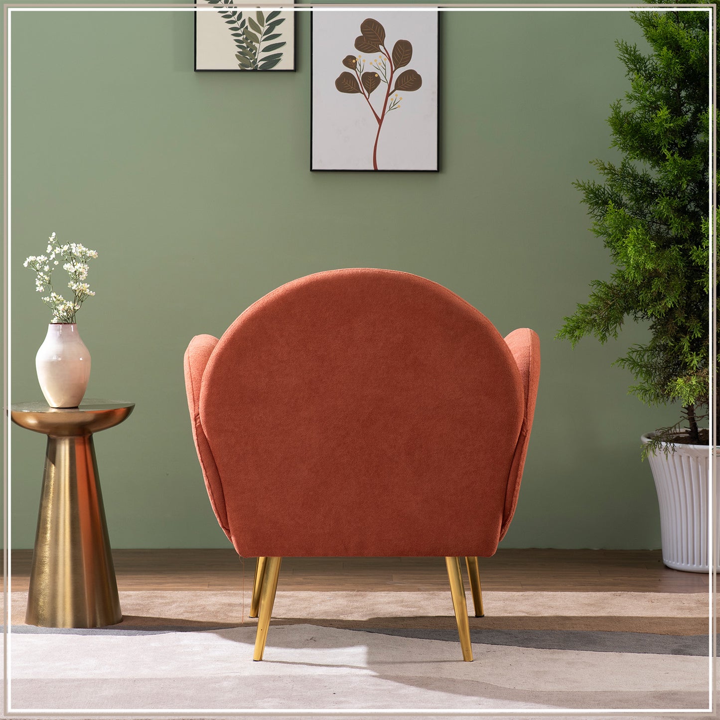 Sunshine Daydream Boucle Lounge Armchair in Orange Color | Nestroots