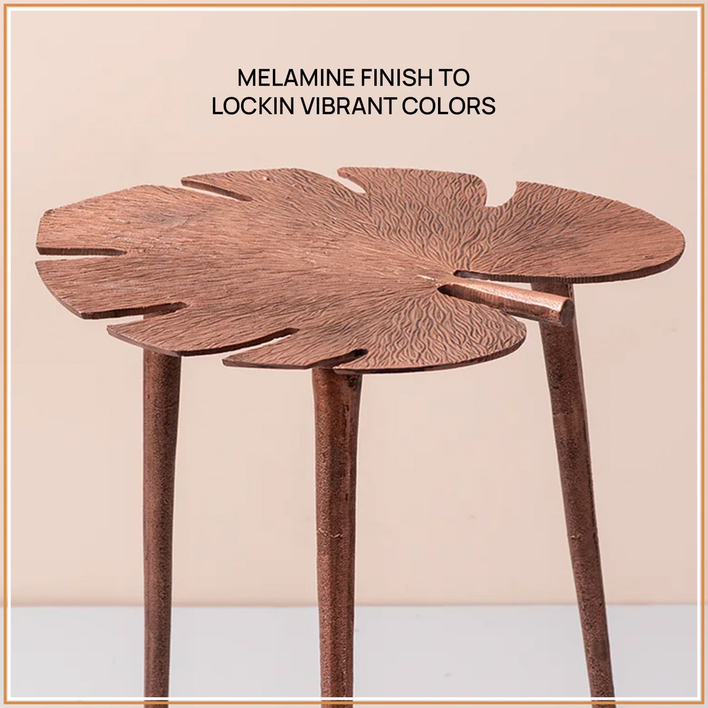 Cosmo Aluminium Leaf End Table in Copper Color