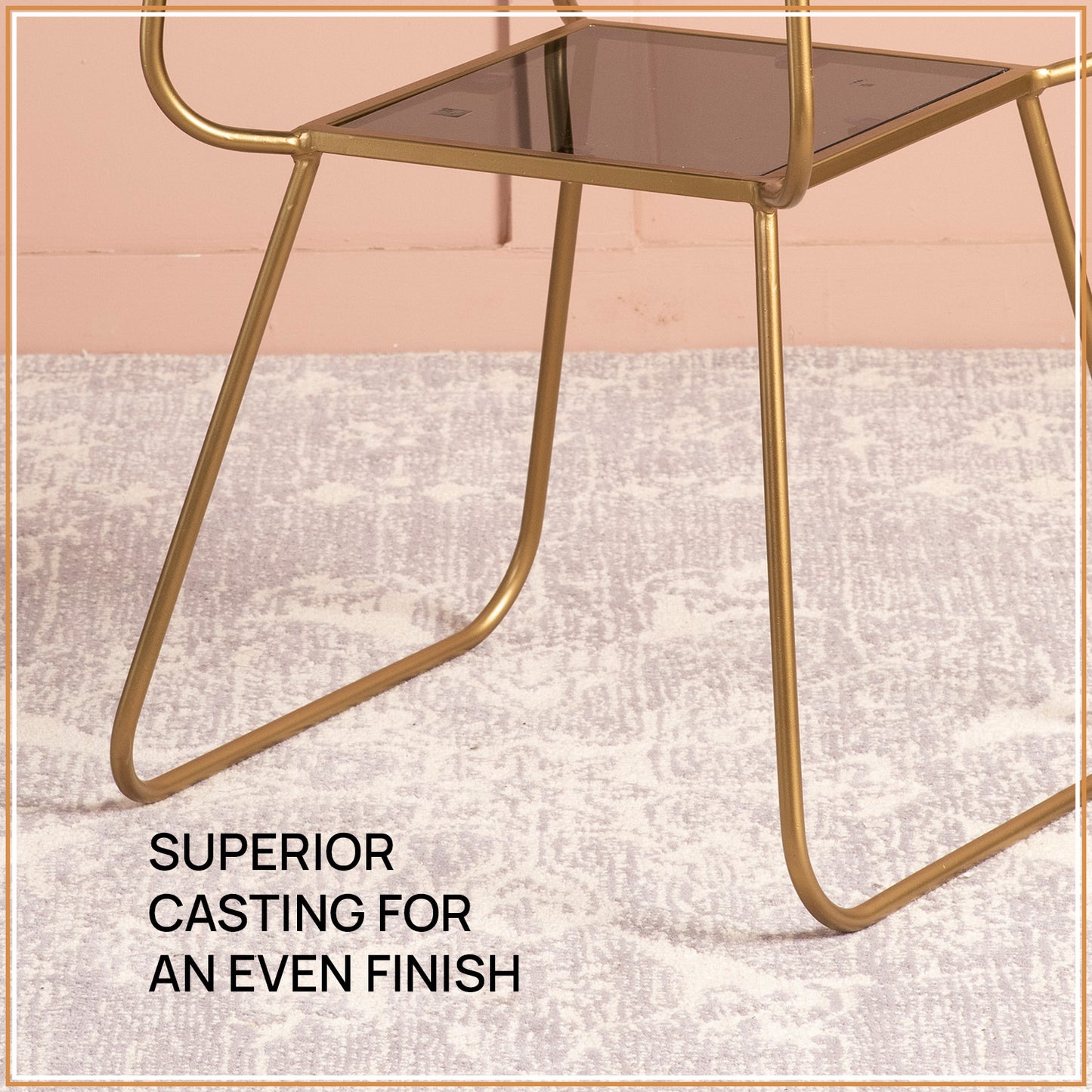 Contemporary Metallic tiered End Table in Gold Color