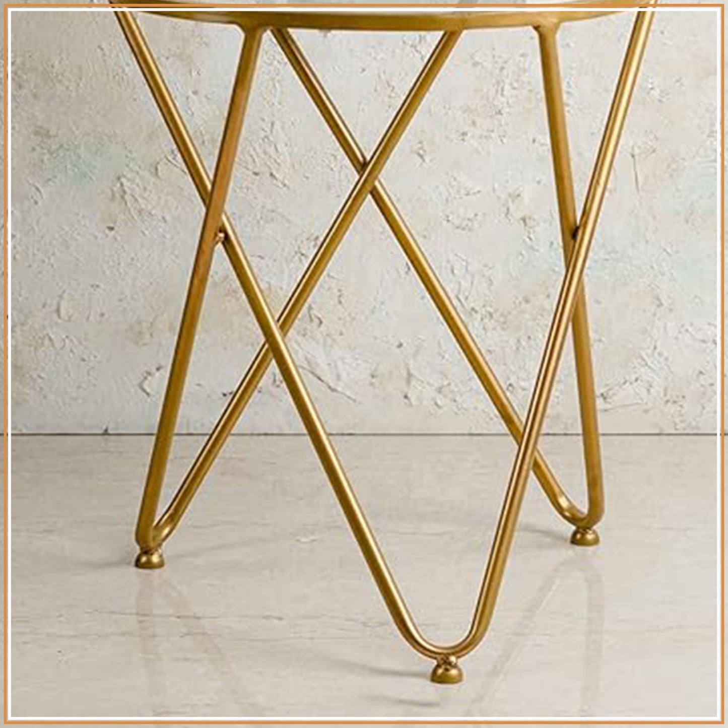 Contemporary Metallic Cross End Table in Gold Color