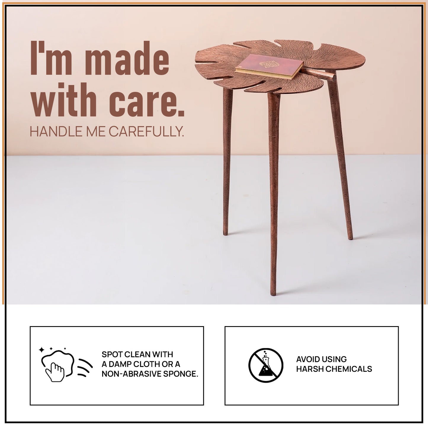 Cosmo Aluminium Leaf End Table in Copper Color