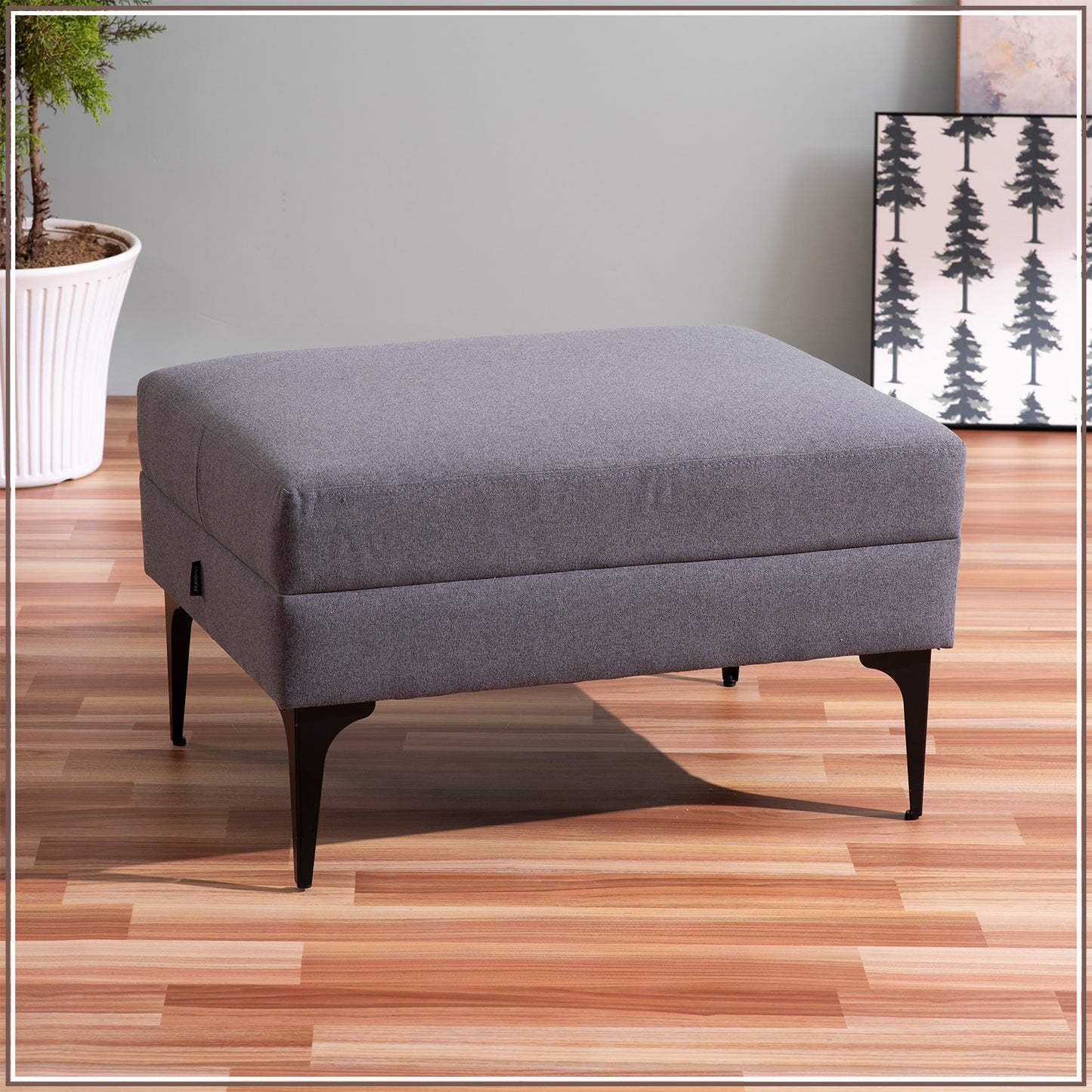 Nimbus Cloud Cube Metallic Pouf Stool in Grey Color | Nestroots