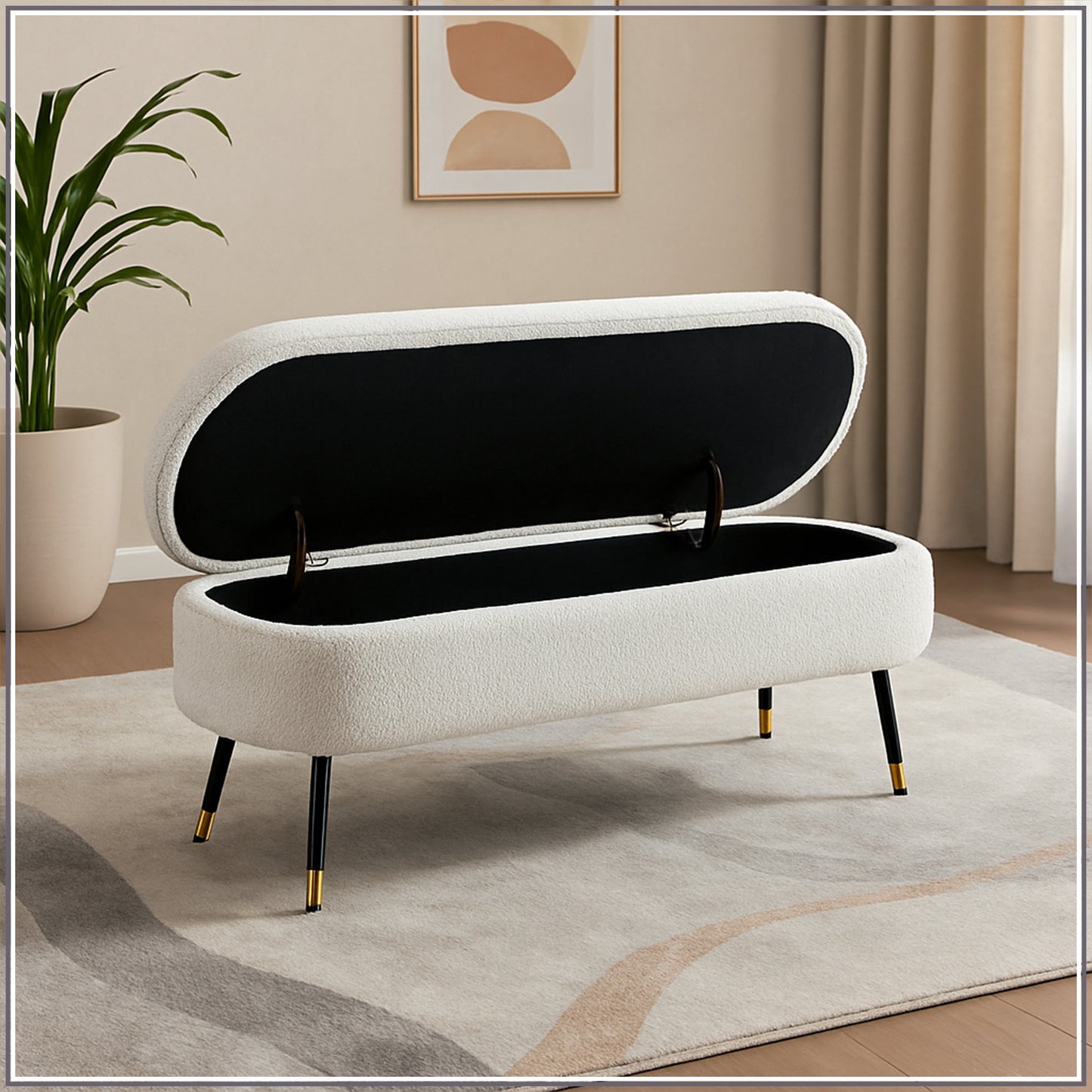 Ivory Escape Ottoman Bench With Storage | Nestroots