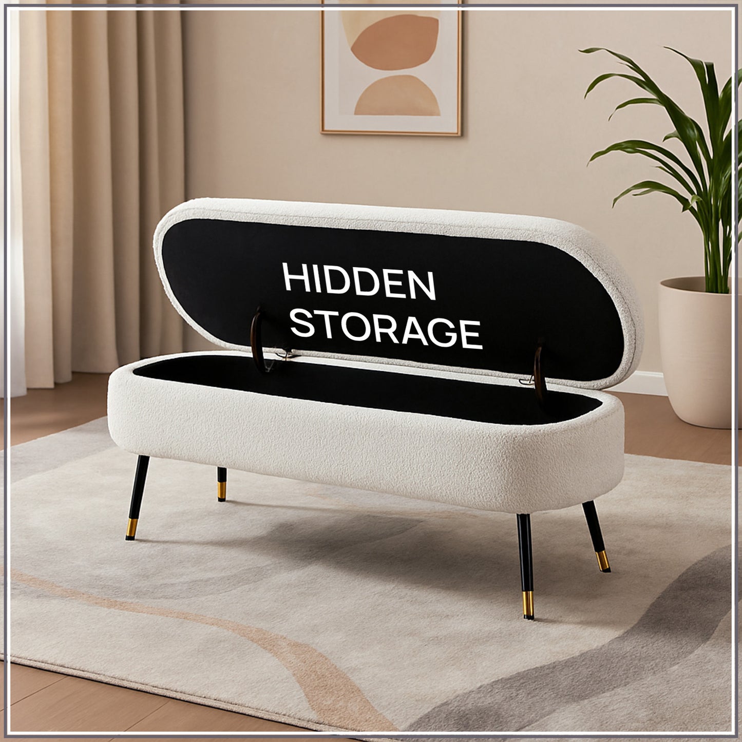 Ivory Escape Ottoman Bench With Storage | Nestroots