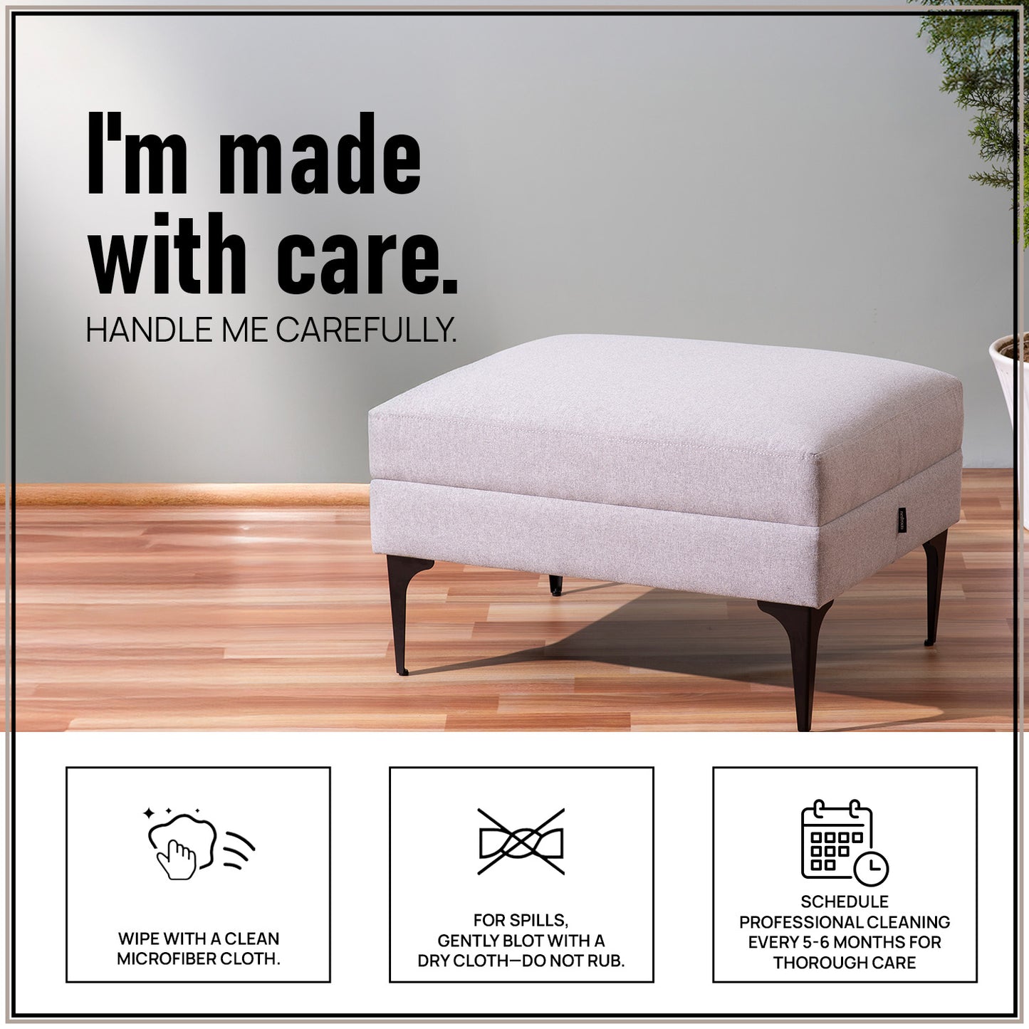 Mélange Vibes Cube Metallic Pouf Stool in Light Grey Color | Nestroots