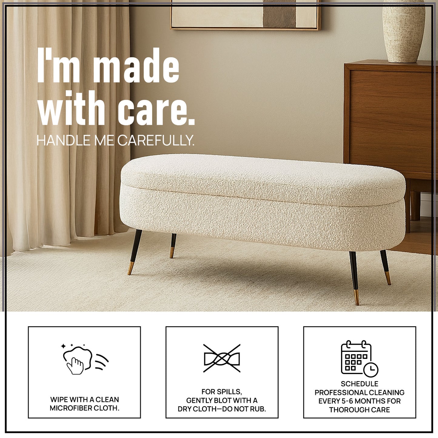 Ivory Escape Ottoman Bench With Storage | Nestroots