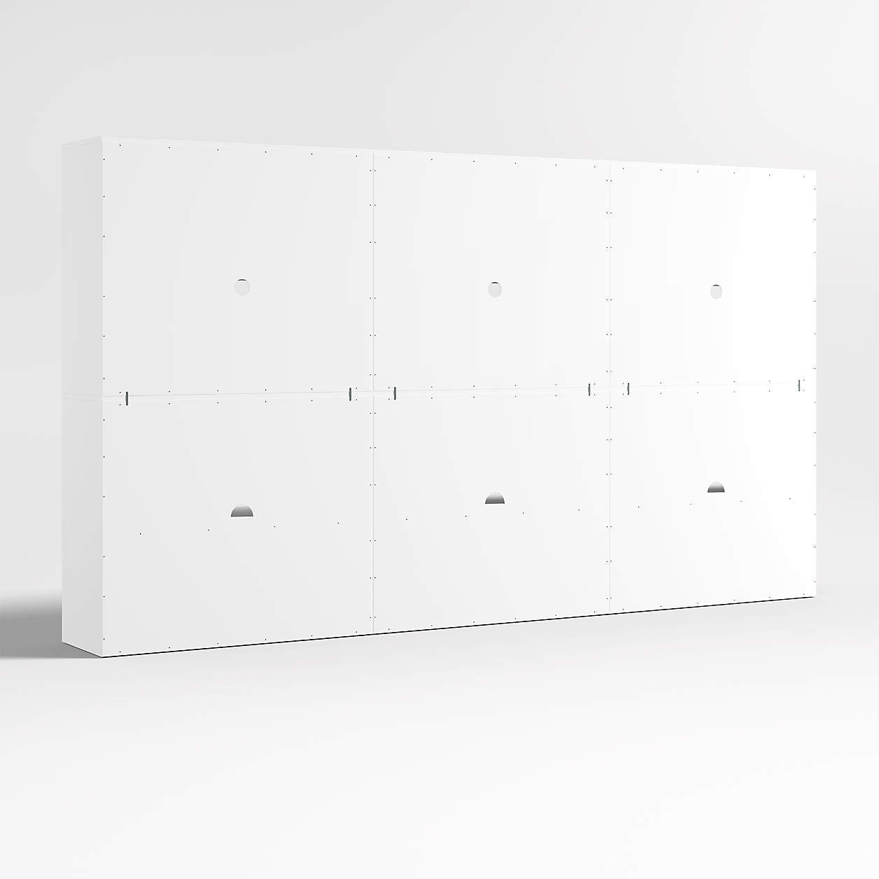 Ever Simple 108" Set of 3 Modular White Wood Kids Open Bookcases with Drawers