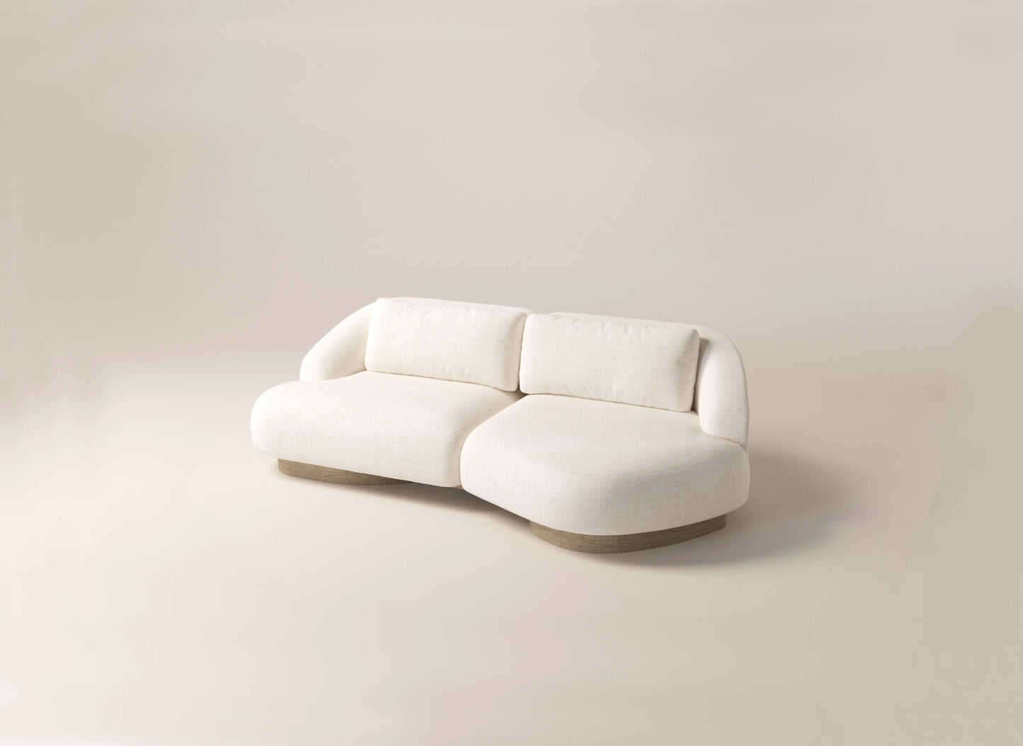 Athena 3-Seater Butterfly Right Sofa - Off-White Boucle