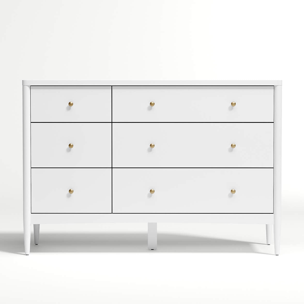Hampshire 50" White Wood 6-Drawer Kids Dresser