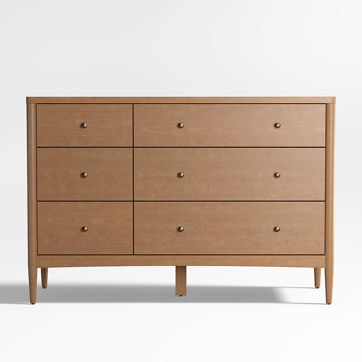 Hampshire 50" Natural Brown Wood 6-Drawer Wide Kids Dresser