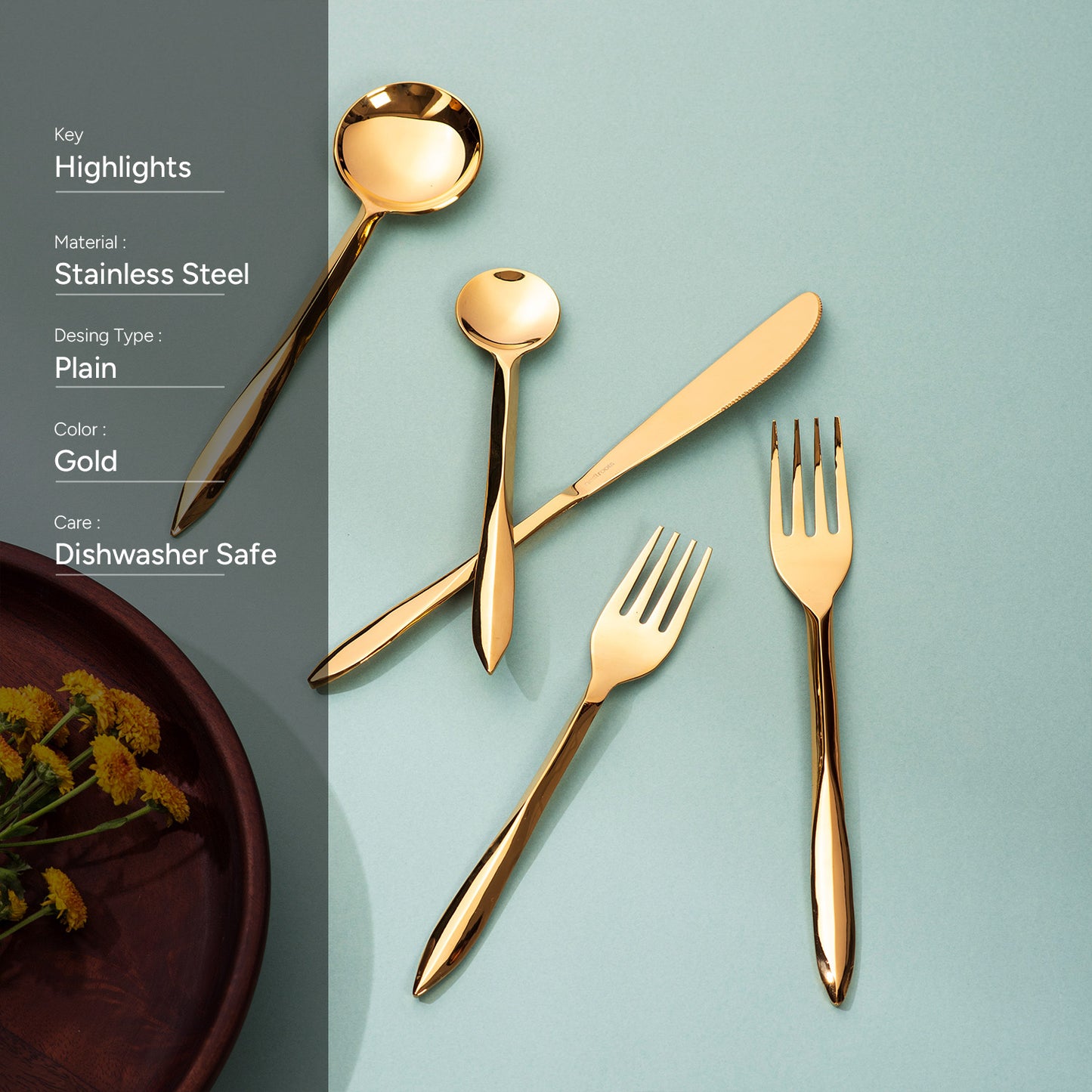 Pinnacle Precision: Set of 5 Cutlery with Pointed Handles