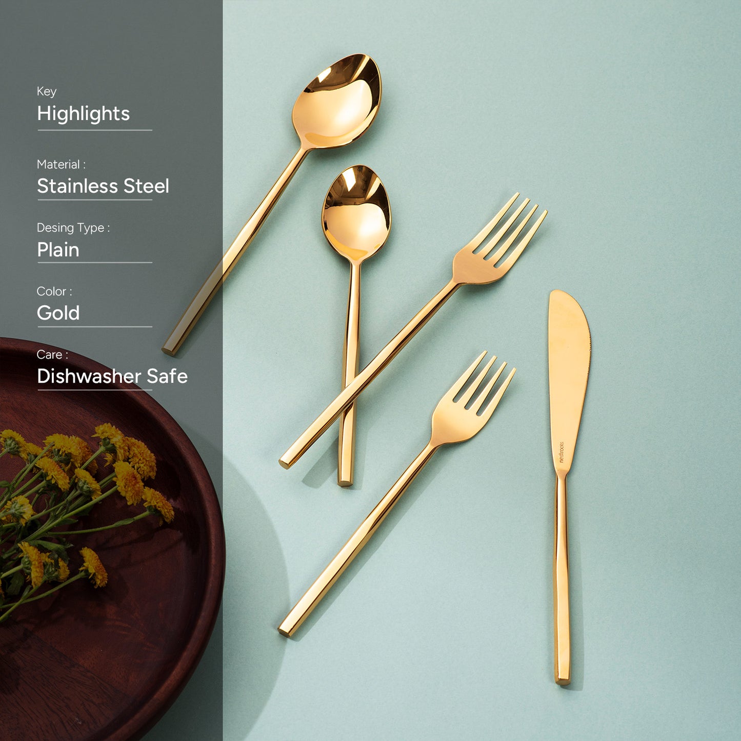 Fusion Harmony: Set of 5 Cutlery with Stylish Handles