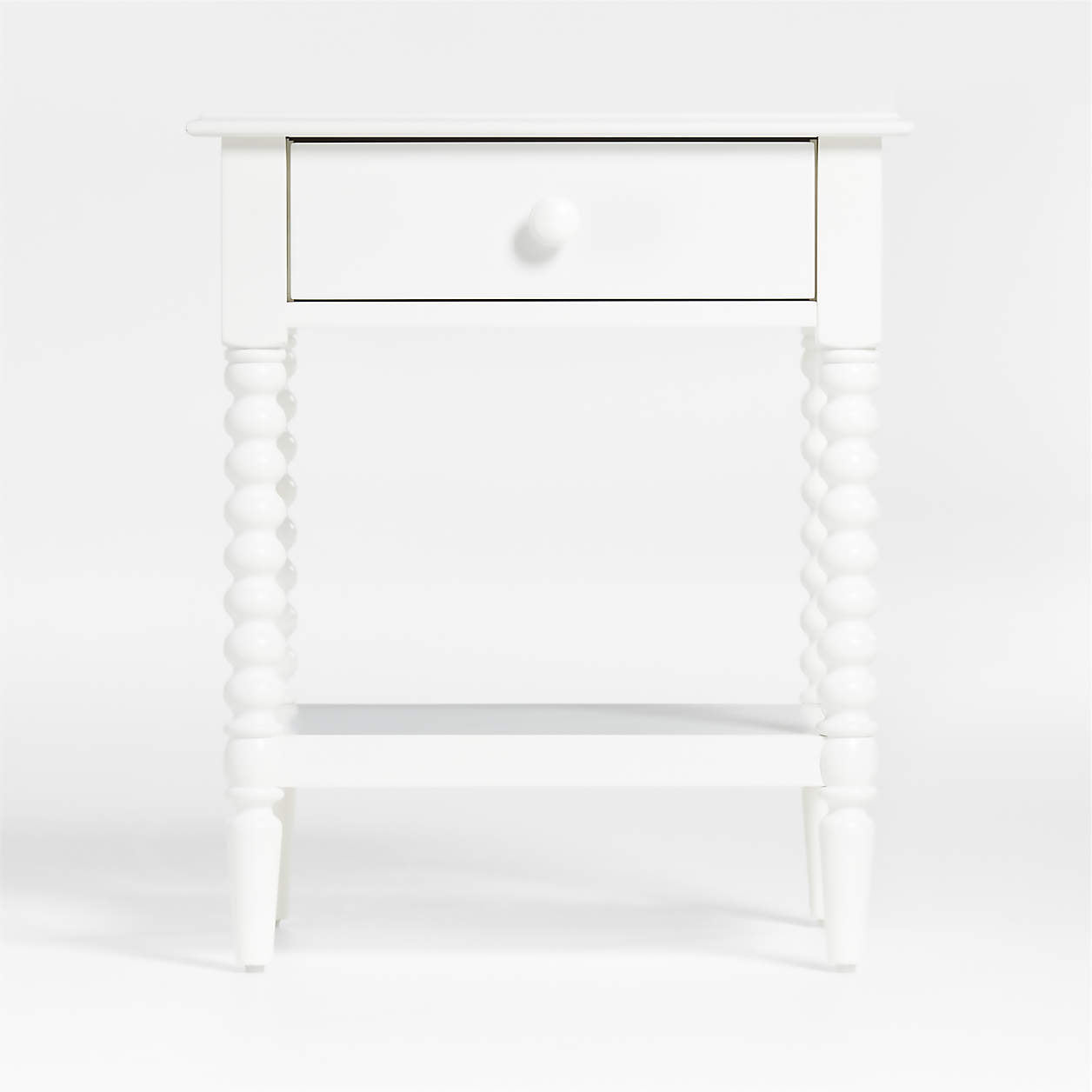Jenny Lind 21" White Wood Spindle Kids Nightstand with Drawer