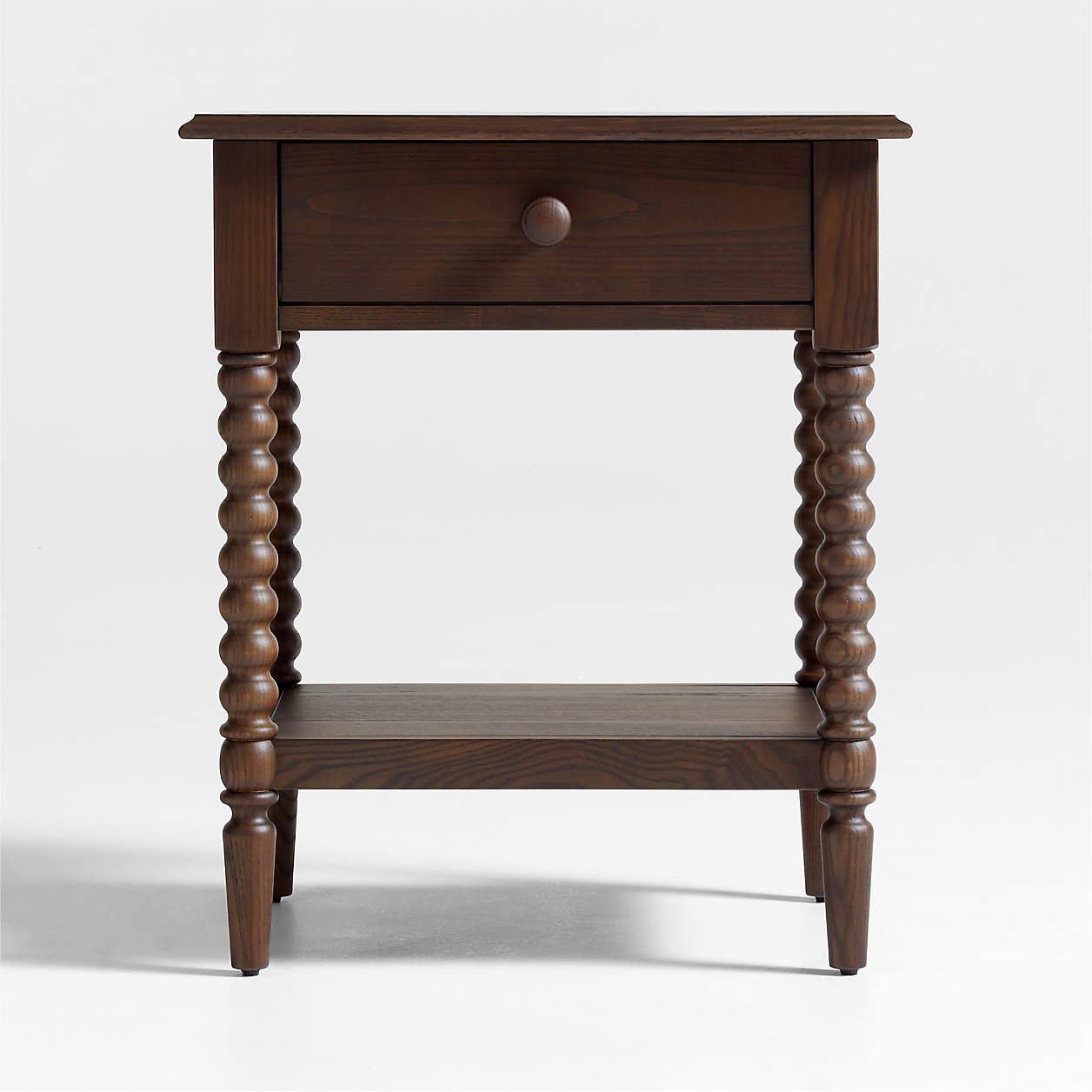 Jenny Lind 21" Deep Brown Wood Spindle Kids Nightstand with Drawer